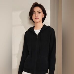 C by Bloomingdale’s Cashmere Zip Up Hoodie Black Sz XS